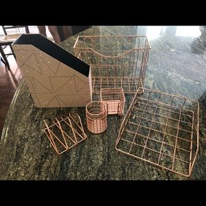 9 Pc Desk Organizer Set Rose Gold